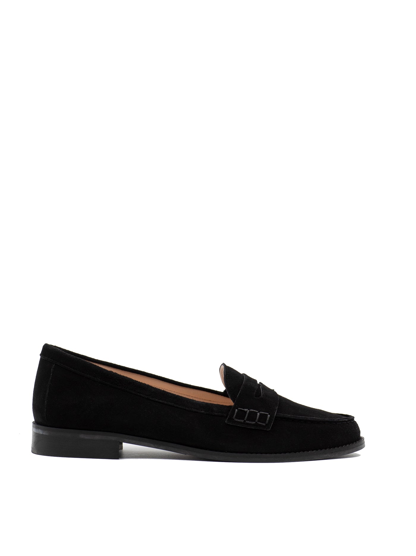 Women's penny loafers in black suede