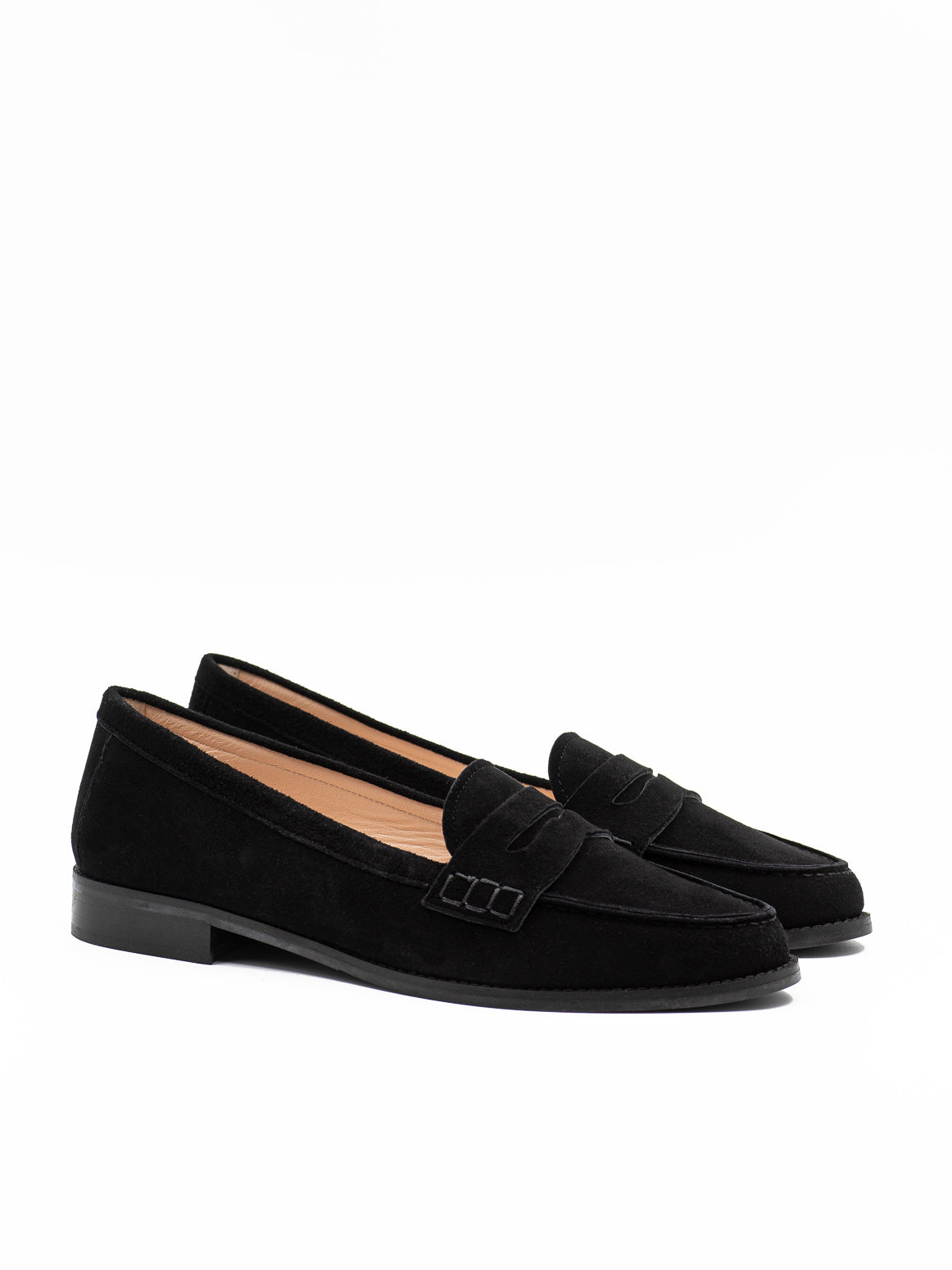 Penny loafers in black suede leather