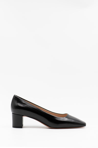 Square toe patent leather pumps