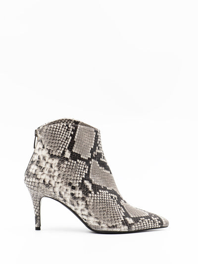 Round topline ankle boots in snake printed leather