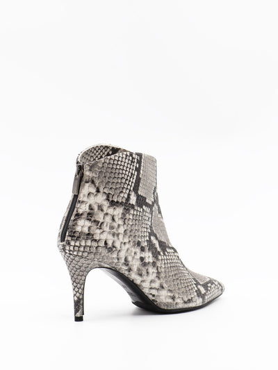 Round topline ankle boots in snake printed leather