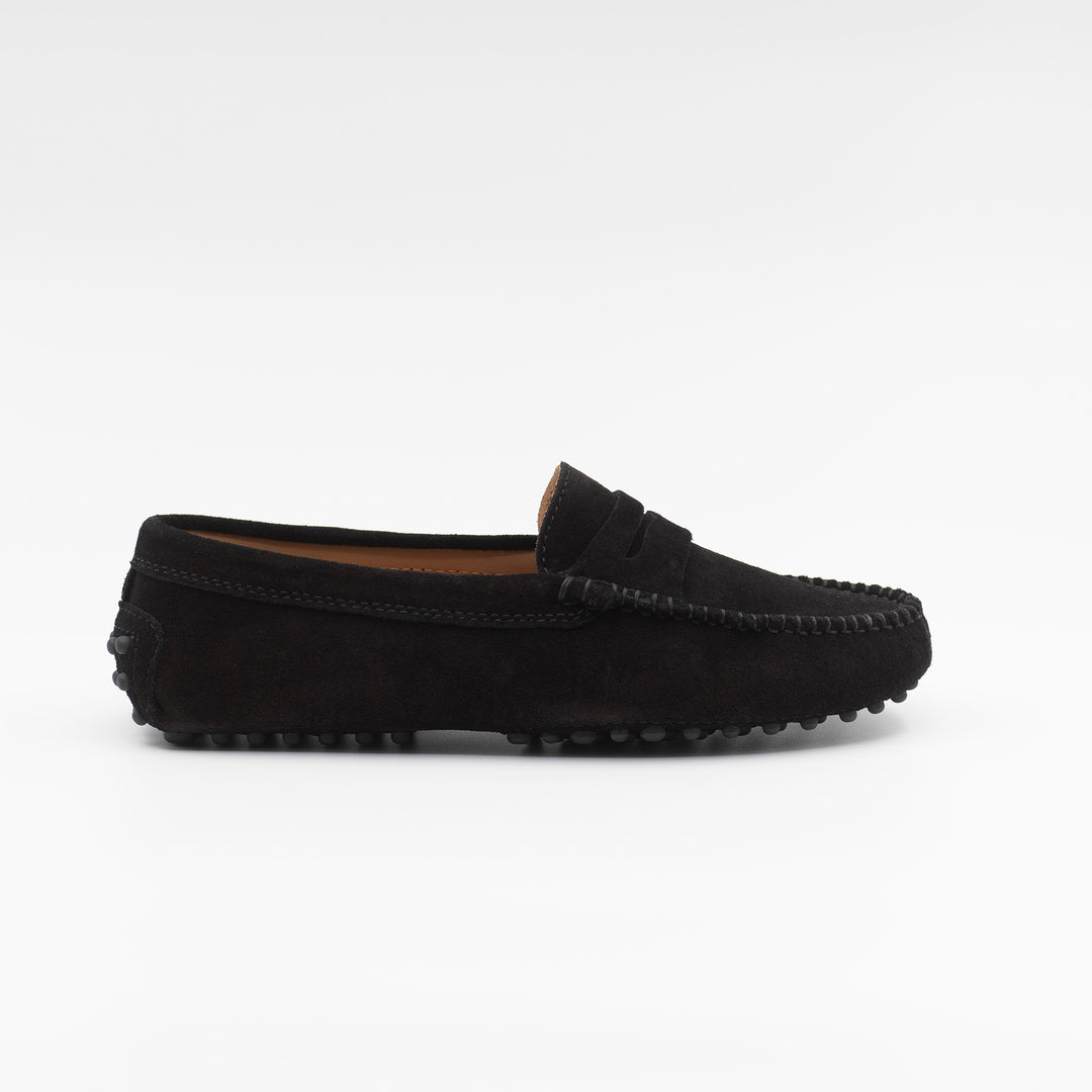 Black suede driving shoes online