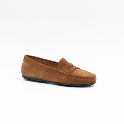 Brown suede leather loafers