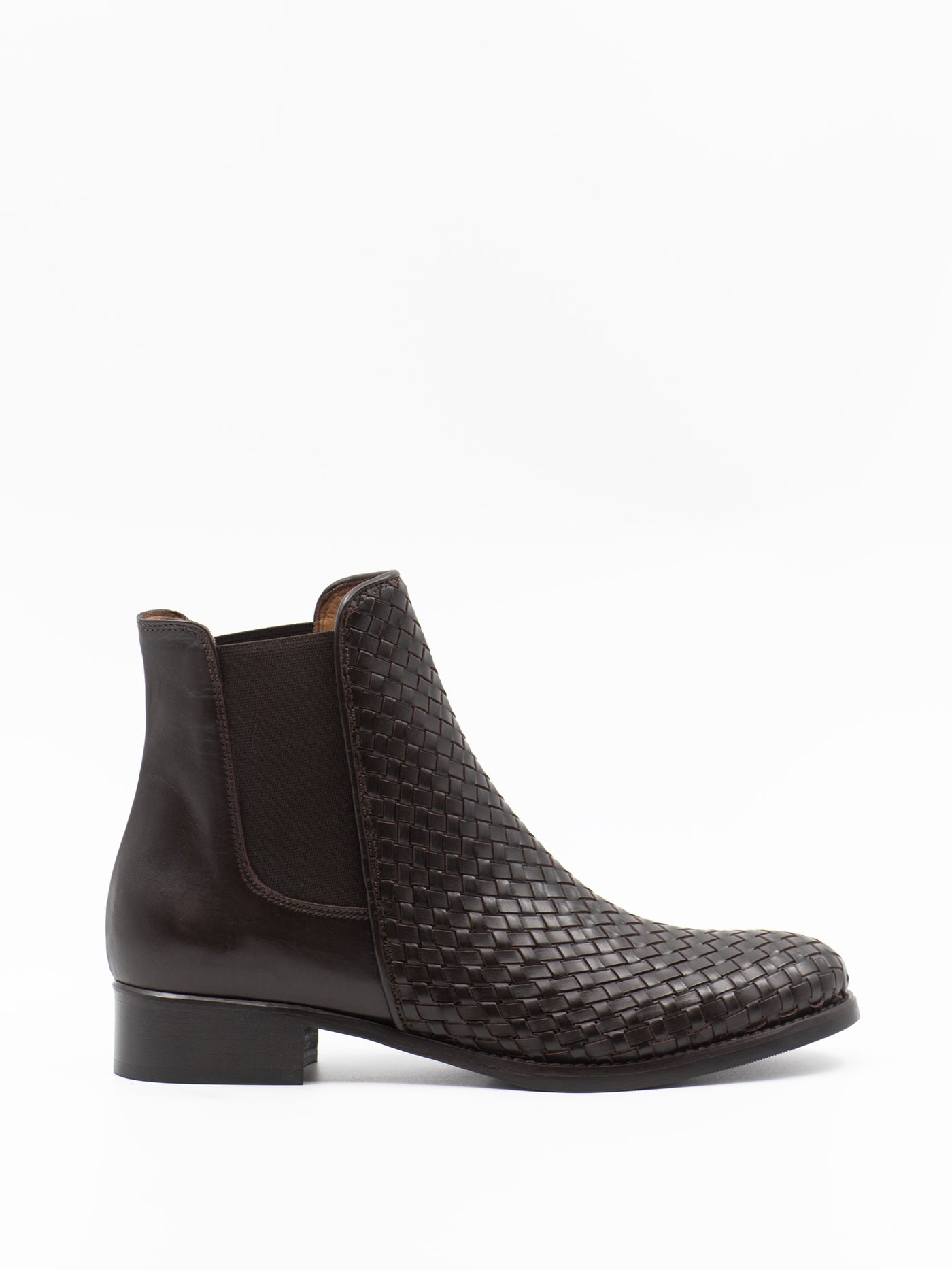 Woven leather Chelsea boots in brown