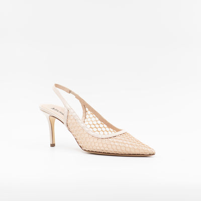 Beige slingback sandals in see through fabric