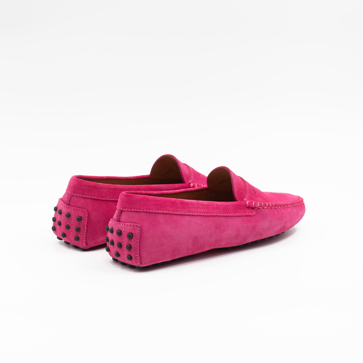 Pink driving shoe with rubber pebbles