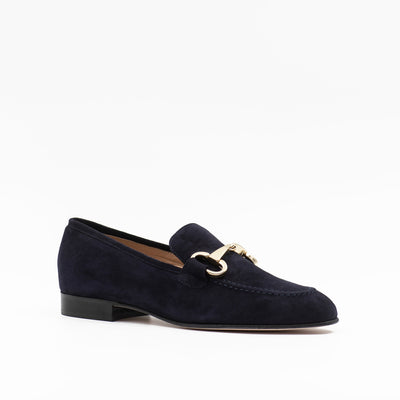 Horsebit loafer in navy suede leather