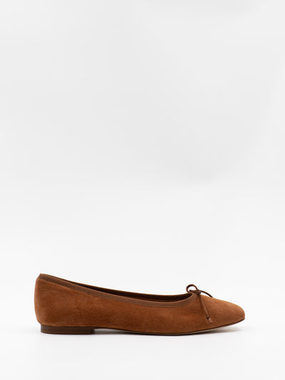 Square-toe ballet flats in brown suede