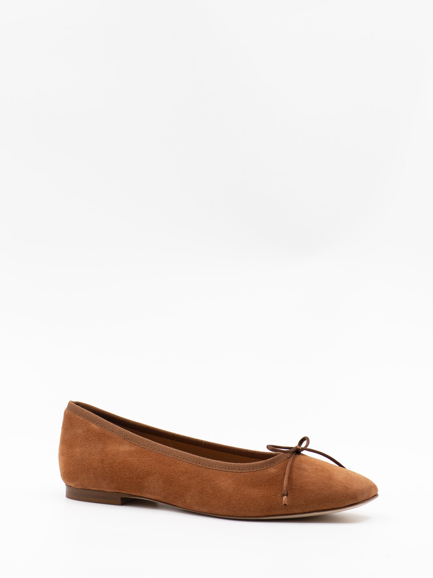 Square-toe ballet flats in brown suede