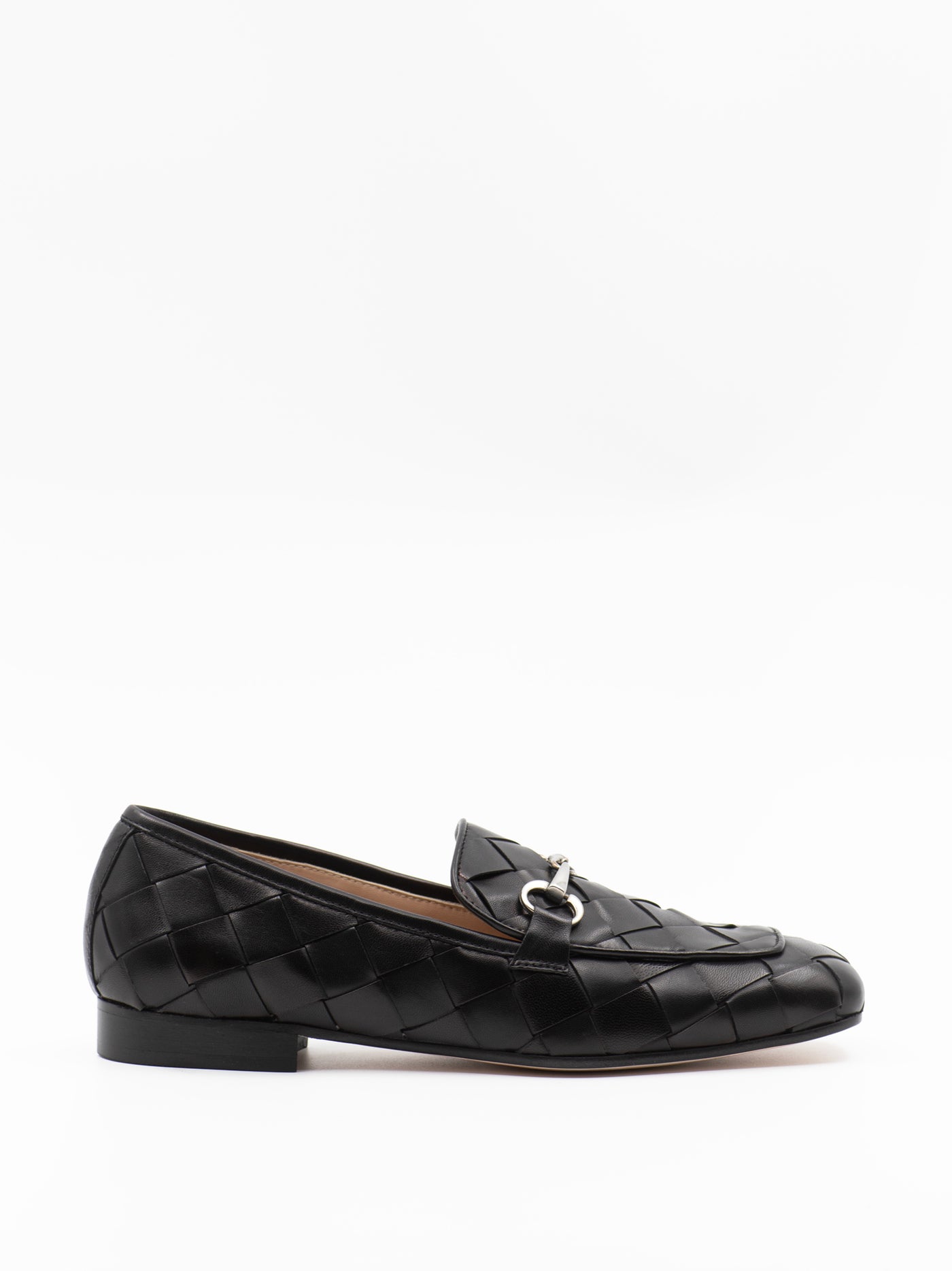 Woven leather loafers in black