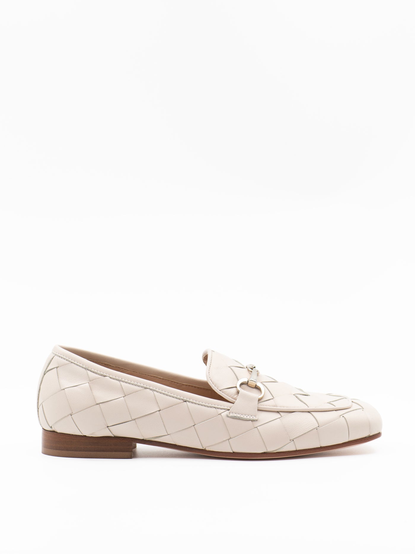 Woven leather loafers in cream