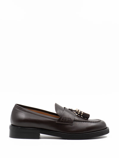 Women's brown leather tassel loafers