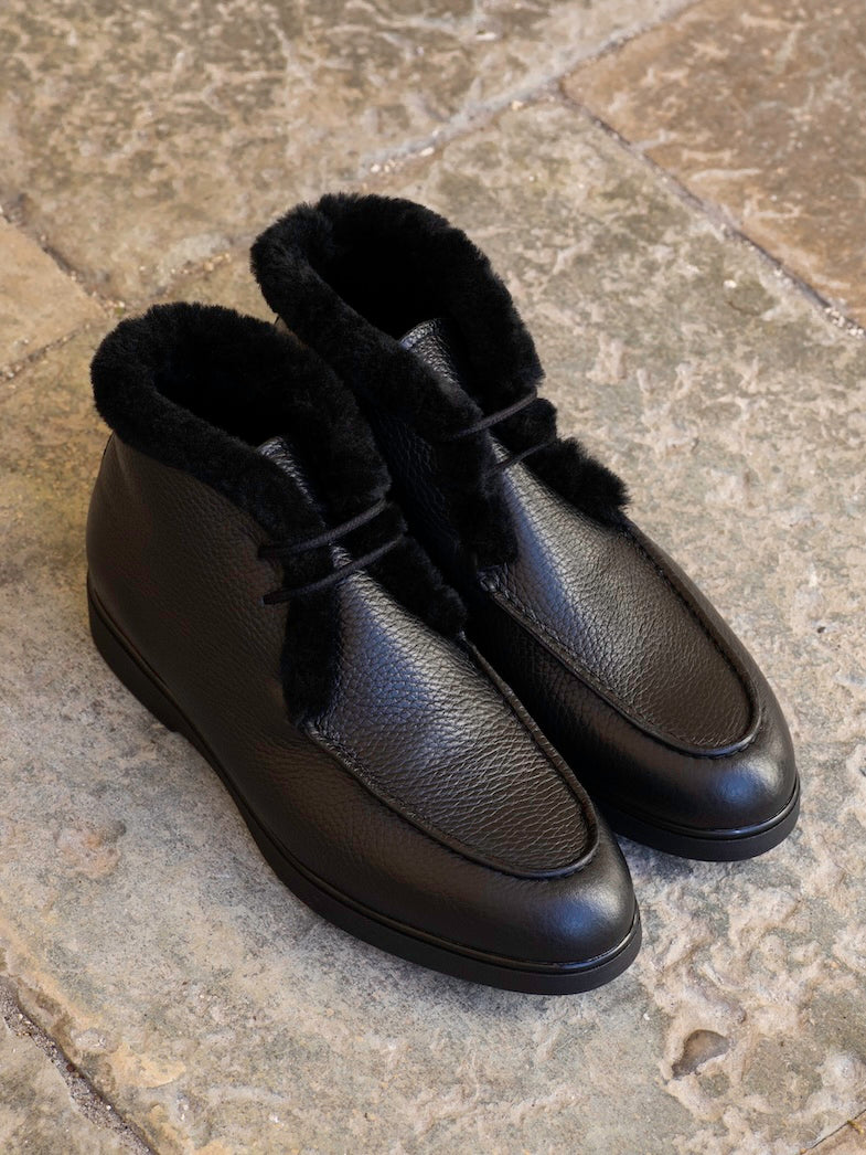 The Stella shearling ankle boots in grained leather